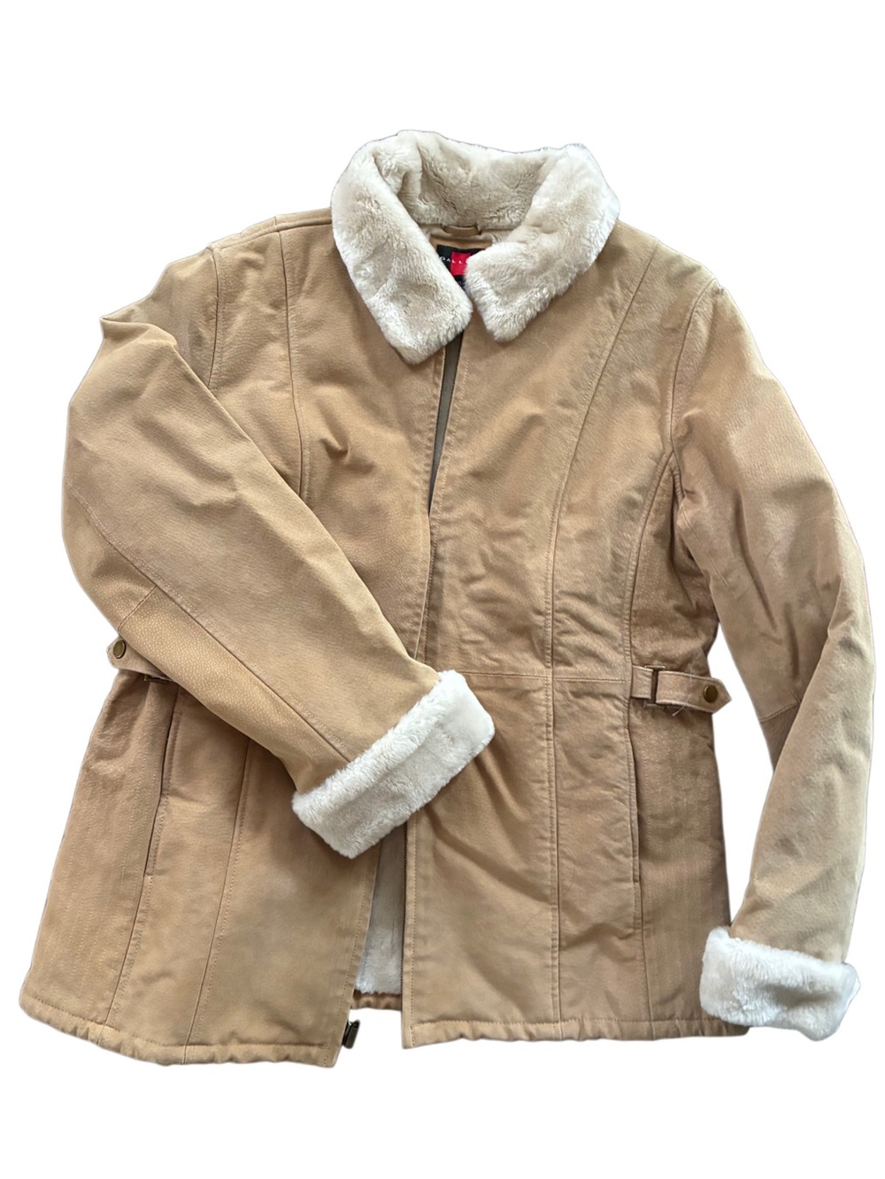 Gallery Tan Jacket with Cream Faux-Shearling Trim